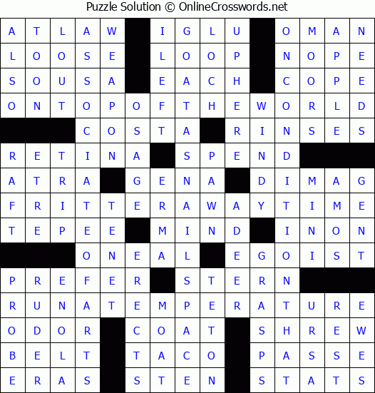 Solution for Crossword Puzzle #3544