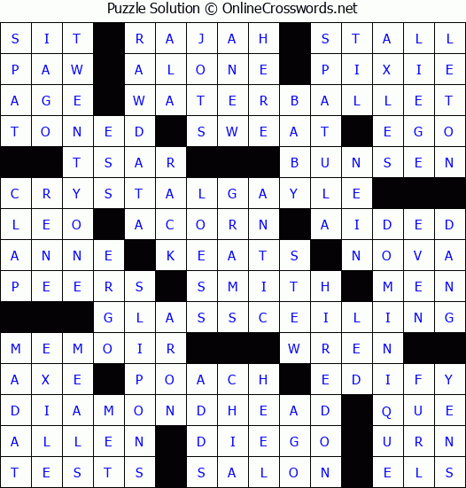Solution for Crossword Puzzle #3549