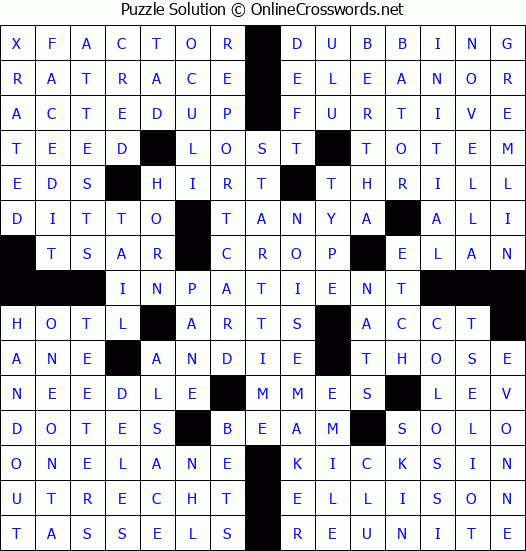 Solution for Crossword Puzzle #3550