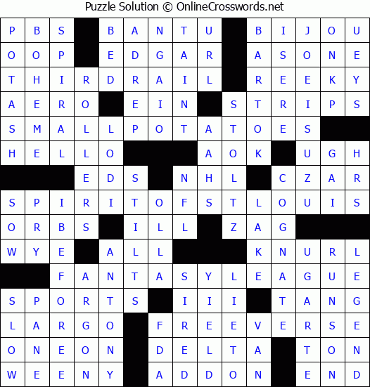 Solution for Crossword Puzzle #3551