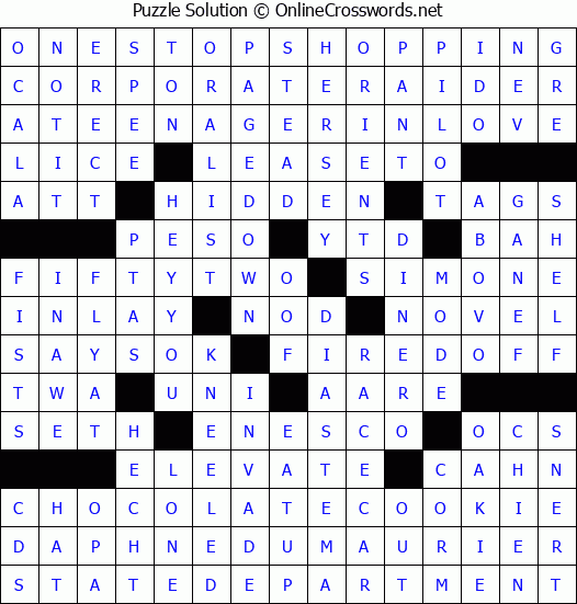 Solution for Crossword Puzzle #3556