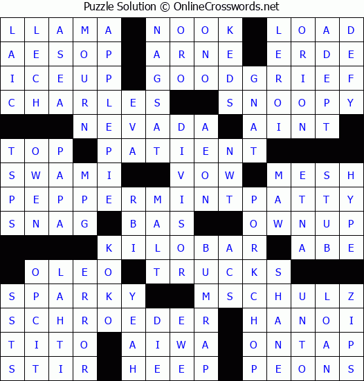 Solution for Crossword Puzzle #3558