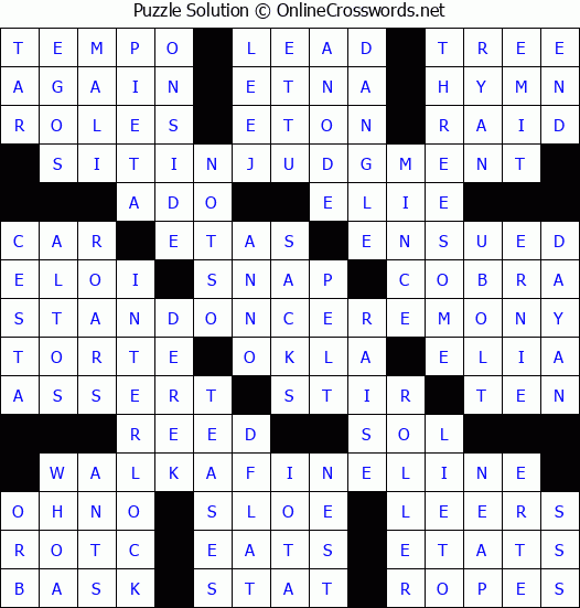 Solution for Crossword Puzzle #3567