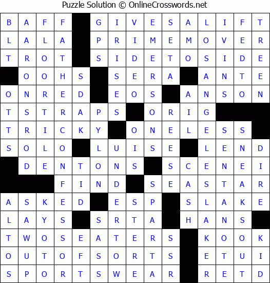 Solution for Crossword Puzzle #3568