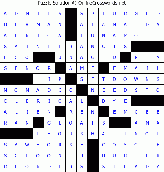 Solution for Crossword Puzzle #3574