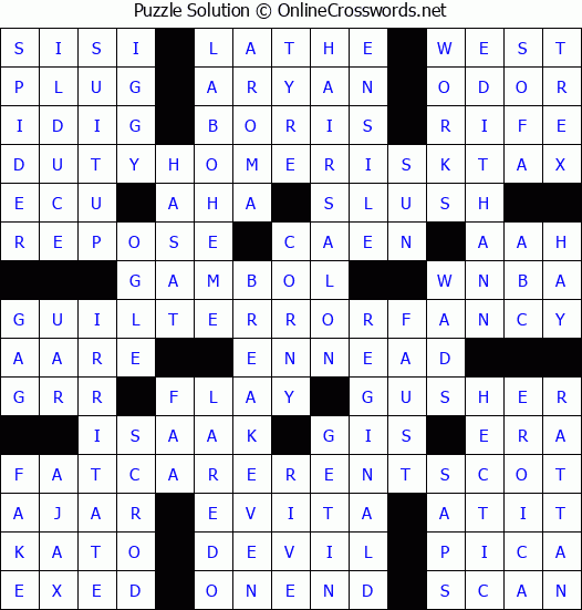 Solution for Crossword Puzzle #3575