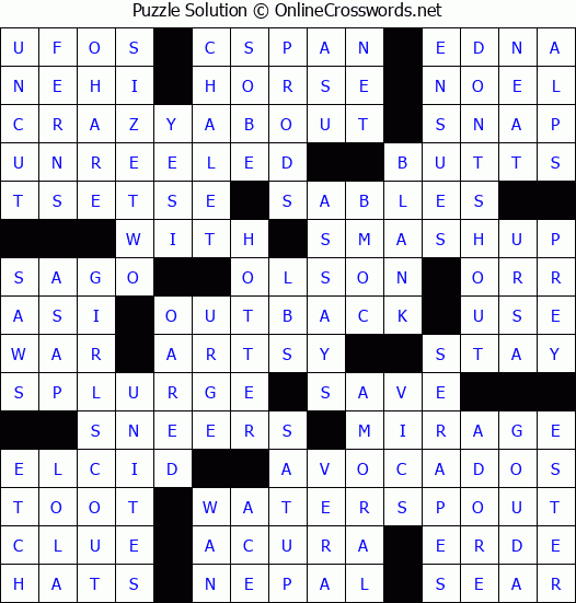 Solution for Crossword Puzzle #3577