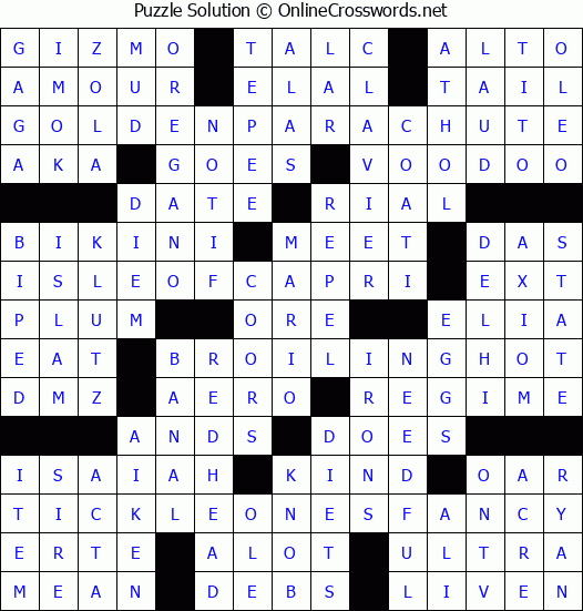 Solution for Crossword Puzzle #3578