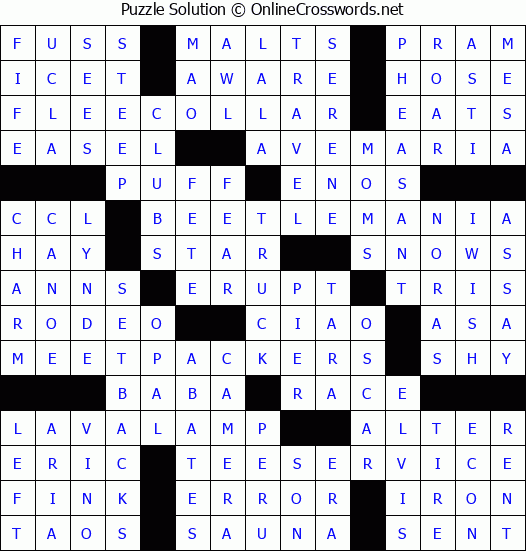 Solution for Crossword Puzzle #3579