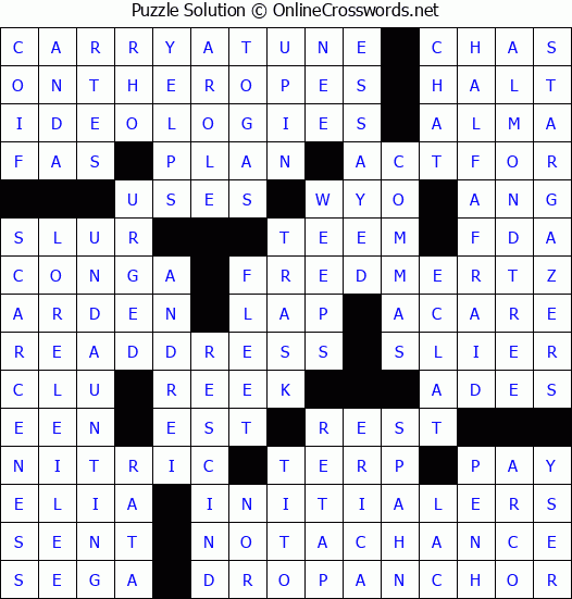 Solution for Crossword Puzzle #3580