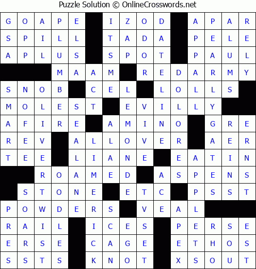 Solution for Crossword Puzzle #3581