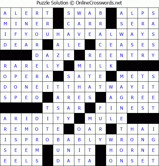 Solution for Crossword Puzzle #3584