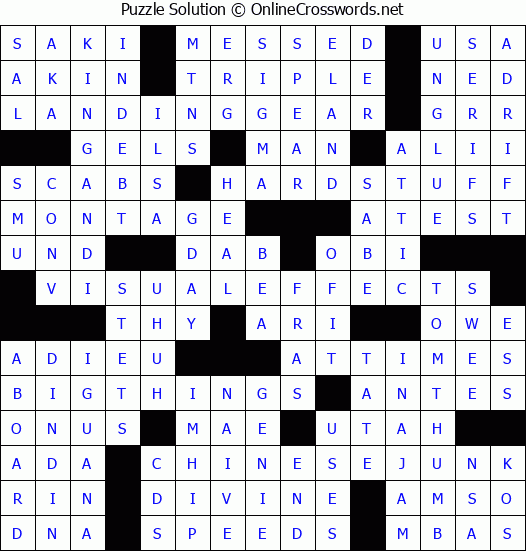 Solution for Crossword Puzzle #3587