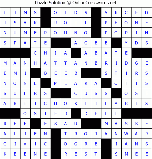Solution for Crossword Puzzle #3590