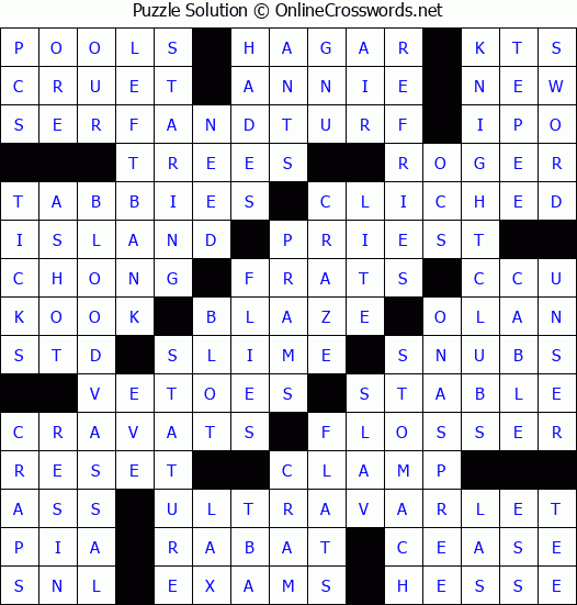 Solution for Crossword Puzzle #3591