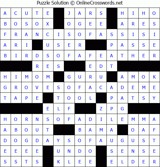 Solution for Crossword Puzzle #3593