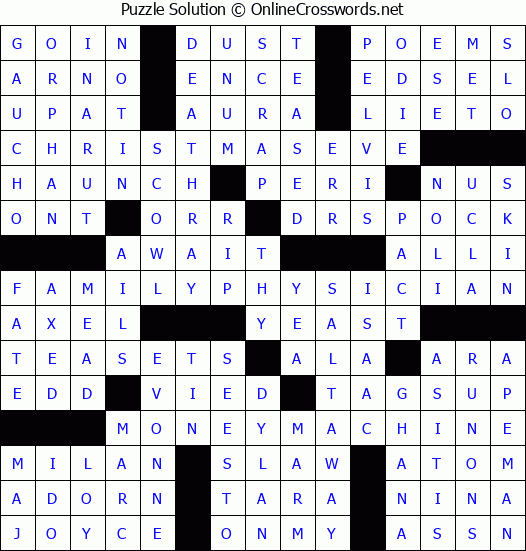 Solution for Crossword Puzzle #3594