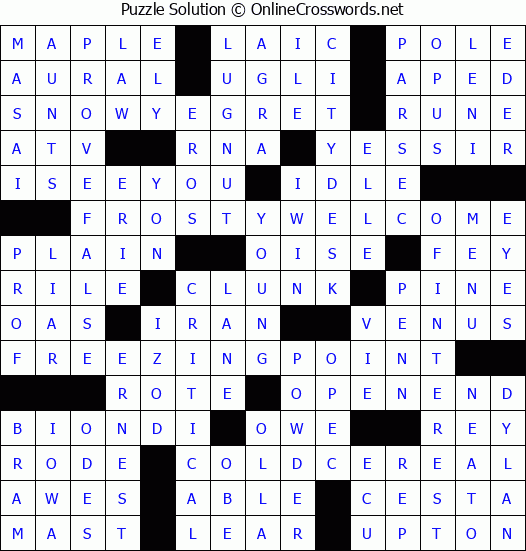 Solution for Crossword Puzzle #3595