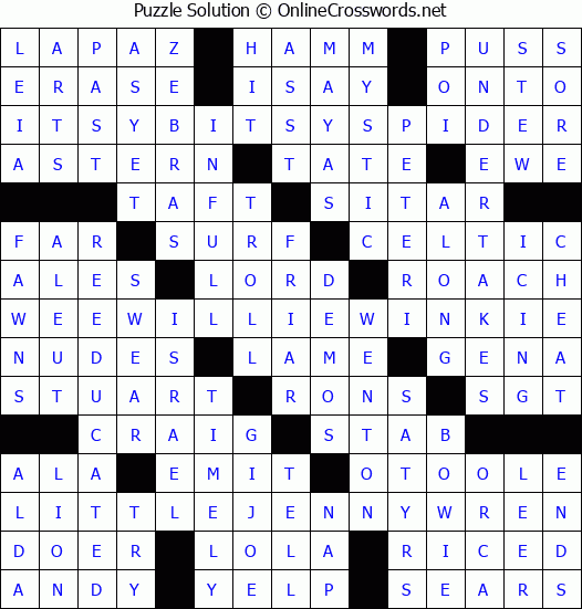 Solution for Crossword Puzzle #3596