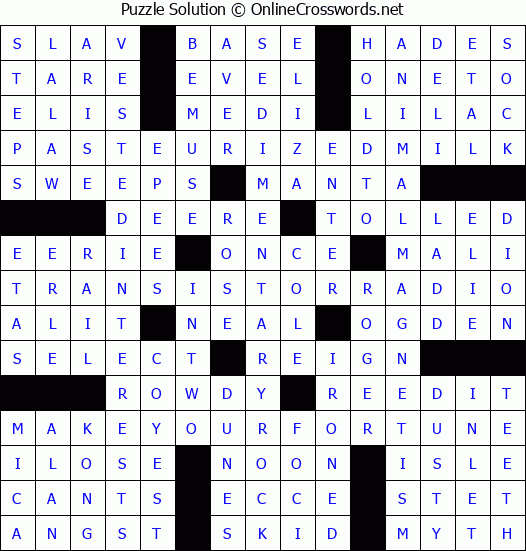 Solution for Crossword Puzzle #3598