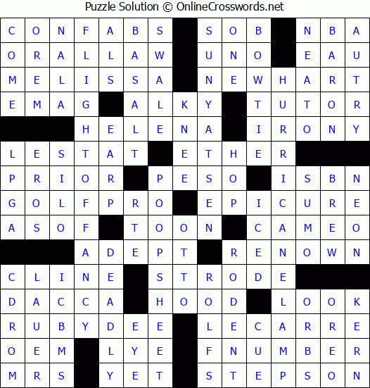 Solution for Crossword Puzzle #3599