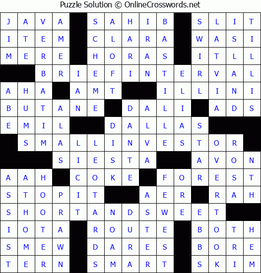 Solution for Crossword Puzzle #3601