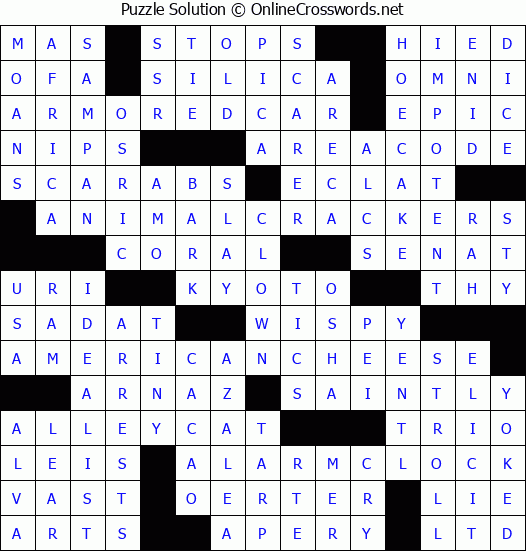 Solution for Crossword Puzzle #3602