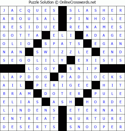 Solution for Crossword Puzzle #3604