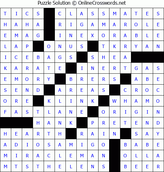 Solution for Crossword Puzzle #3610