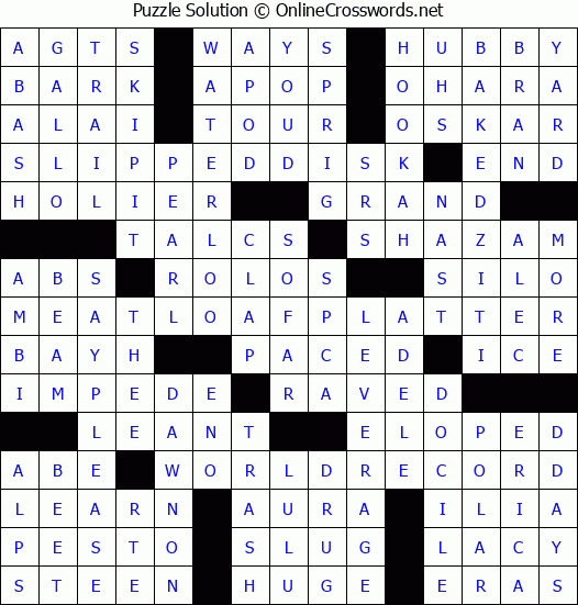 Solution for Crossword Puzzle #3612