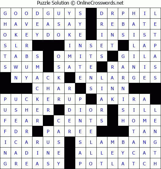 Solution for Crossword Puzzle #3616