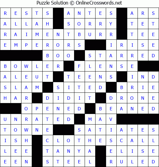 Solution for Crossword Puzzle #3619