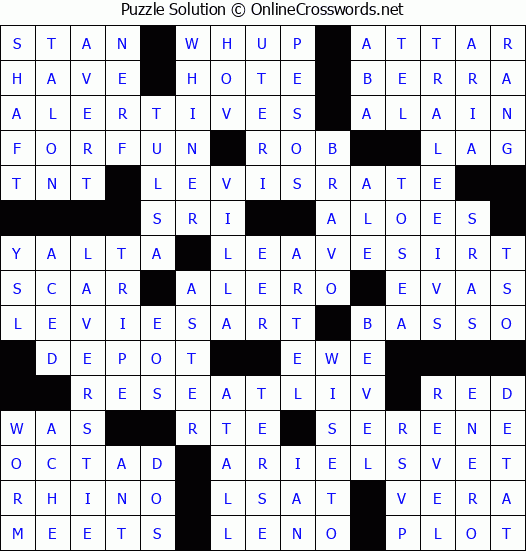 Solution for Crossword Puzzle #3620