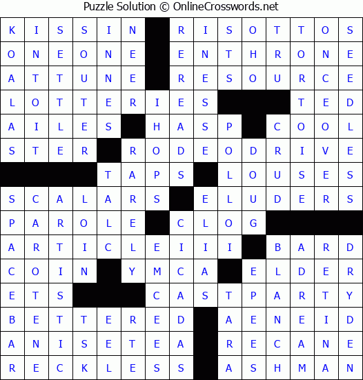 Solution for Crossword Puzzle #3622