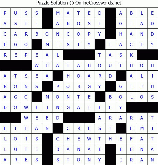 Solution for Crossword Puzzle #3627