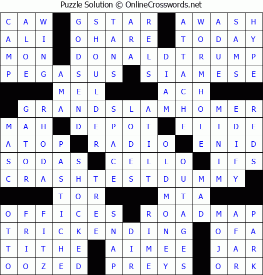 Solution for Crossword Puzzle #3630