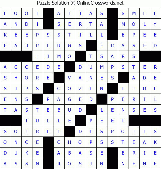 Solution for Crossword Puzzle #3631