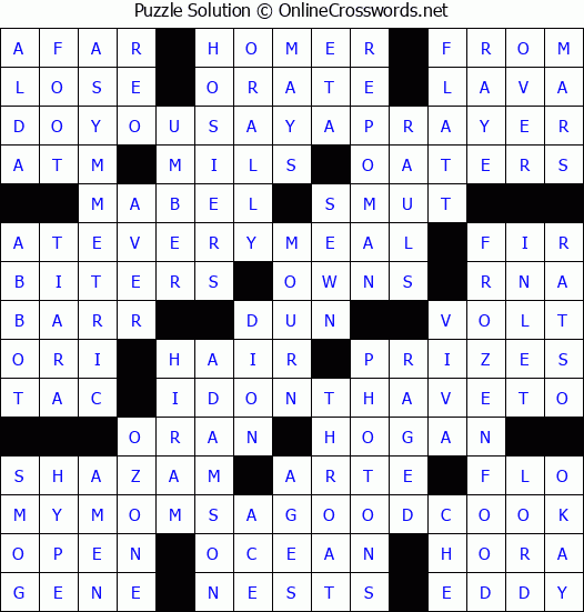 Solution for Crossword Puzzle #3632