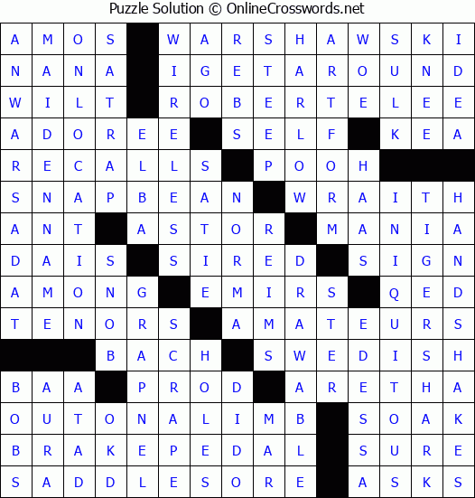 Solution for Crossword Puzzle #3634