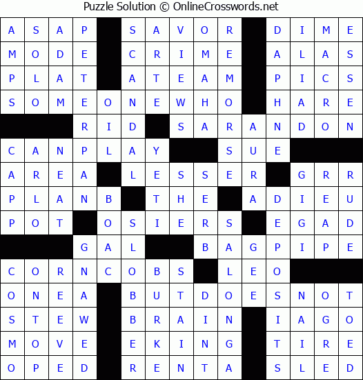 Solution for Crossword Puzzle #3637