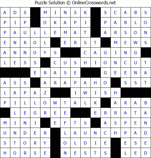 Solution for Crossword Puzzle #3638