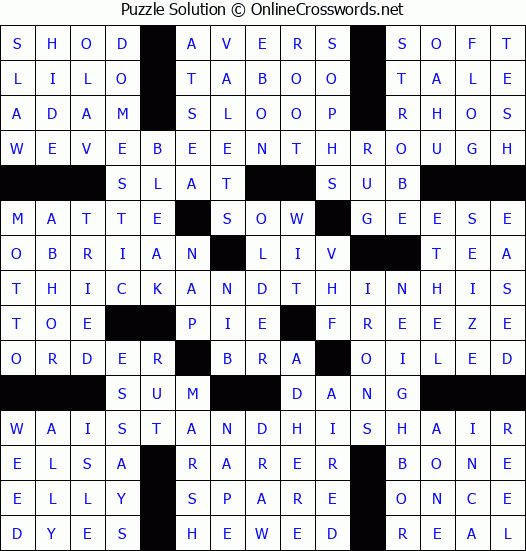 Solution for Crossword Puzzle #3640
