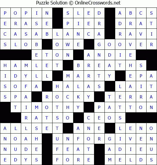 Solution for Crossword Puzzle #3647