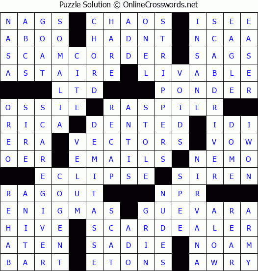 Solution for Crossword Puzzle #3648
