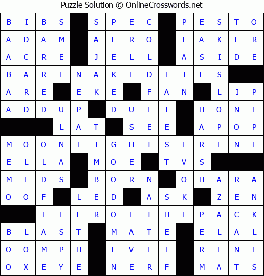 Solution for Crossword Puzzle #3651