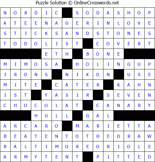 Solution for Crossword Puzzle #3658
