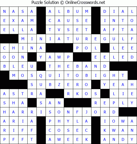 Solution for Crossword Puzzle #3660