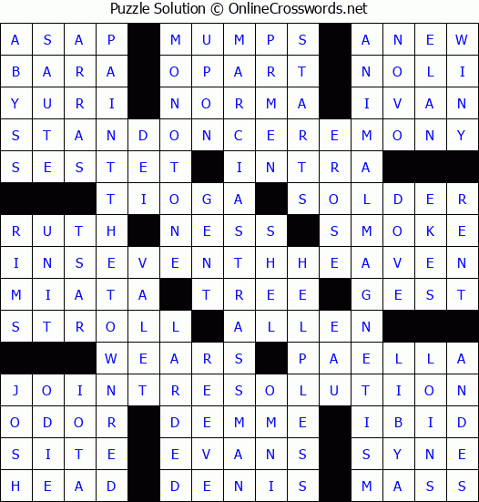 Solution for Crossword Puzzle #3670