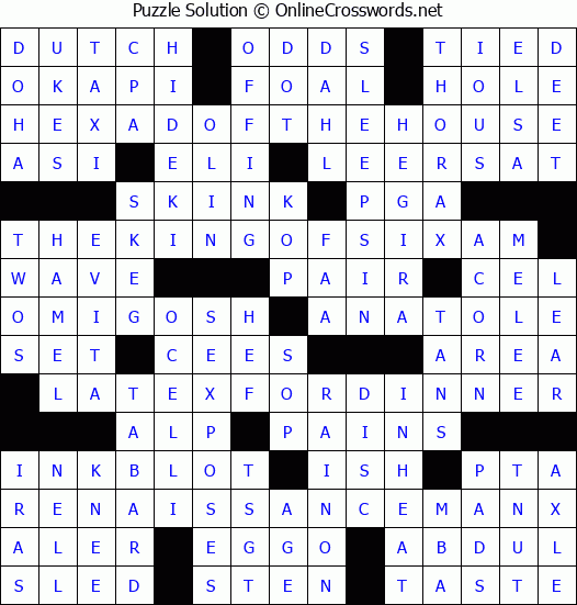 Solution for Crossword Puzzle #3671