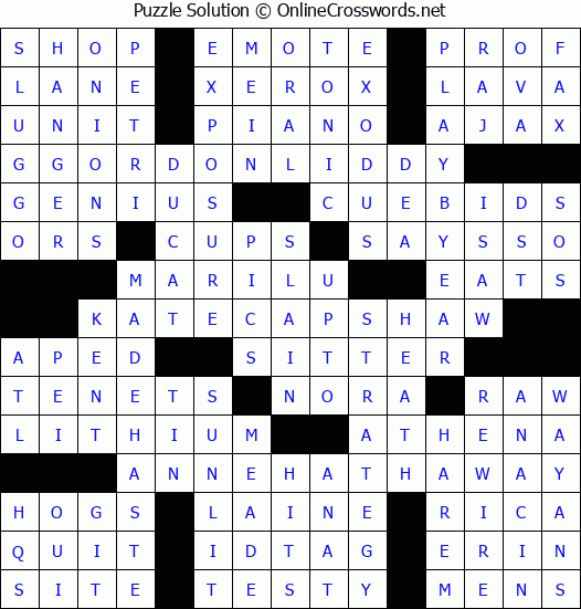 Solution for Crossword Puzzle #3673